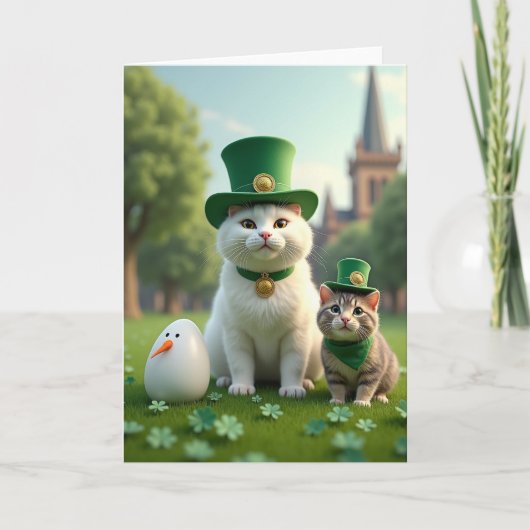 Striped Kitten Shamrock Card Kaart (Voorkant)