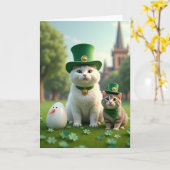 Striped Kitten Shamrock Card Kaart (Gele Bloem)