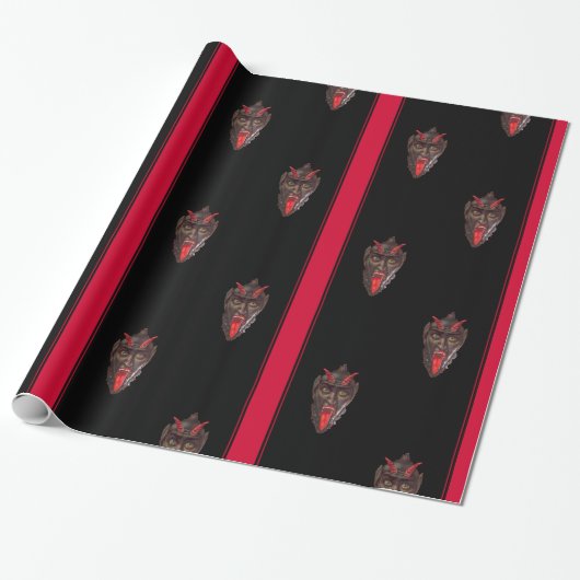 Striped Krampus Wrapping Paper Cadeaupapier (Uitgerold)