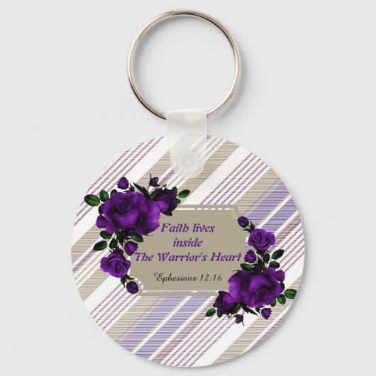 Striped Lavender Floral Key chain Sleutelhanger (Voorkant)