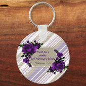 Striped Lavender Floral Key chain Sleutelhanger (Voorkant)