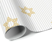 Striped Light Silver Jewish Star of David Cadeaupapier (Rol Hoek)