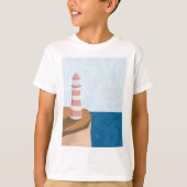Striped Lighthouse Landscape T-Shirt (Voorkant)