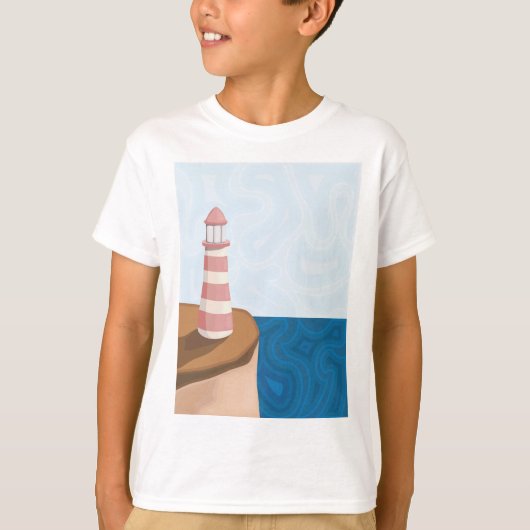 Striped Lighthouse Landscape T-Shirt (Voorkant)
