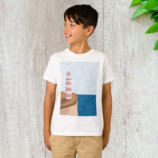 Striped Lighthouse Landscape T-Shirt