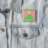Striped Merry kerstboom Vierkante Button 5,1 Cm (In situ)