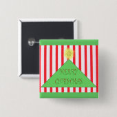 Striped Merry kerstboom Vierkante Button 5,1 Cm (Voorkant /achterkant)