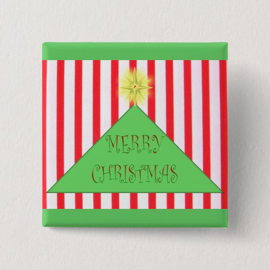 Striped Merry kerstboom Vierkante Button 5,1 Cm (Voorkant)