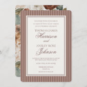 Striped Mocha Brown Espresso Martini Wedding Kaart (Voorkant / Achterkant)
