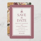 Striped Mocha Brown Espresso Save the Date Kaart (Voorkant / Achterkant)