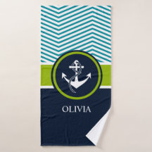 Striped, Monogram, Elegant, Nautical, Modern