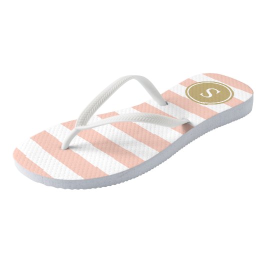 Striped Monogram in Blush Teenslippers (Schuin)
