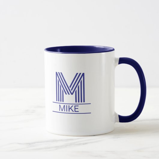Striped Monogram Initial & Name Two-Tone Mok (Rechts)