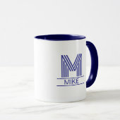 Striped Monogram Initial & Name Two-Tone Mok (Voorkant rechts)