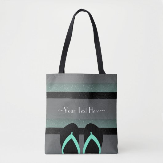 Striped Monogram Zee Mint Green Full Print Tote Bag (Voorkant)