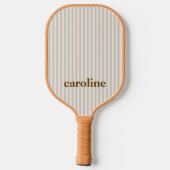 Striped Name Aesthetic Minimalist Preppy Neutral Pickleball Paddle (Achterkant)