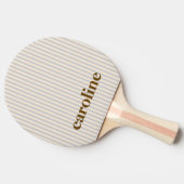 Striped Name Aesthetic Minimalist Preppy Neutral Tafeltennisbatje (Zijkant)