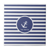  Striped Nautical Anchor Tile Tegeltje (Voorkant)