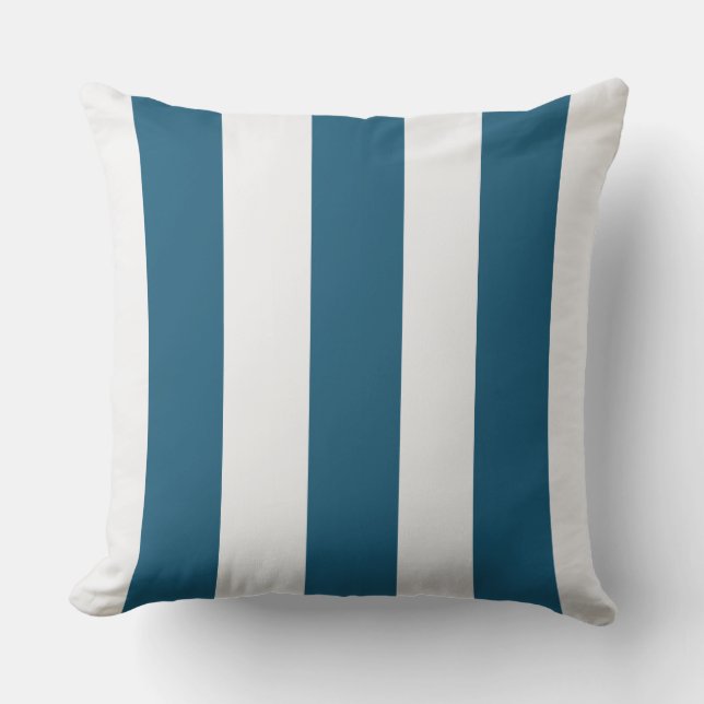 Striped Navy and White Indoor Buitenkussen (Voorkant)