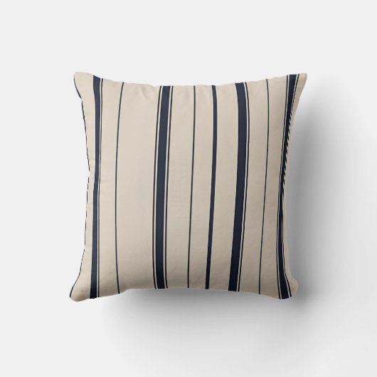 Striped Navy Blue and Cream Throw Cushion Kussen (Achterkant)
