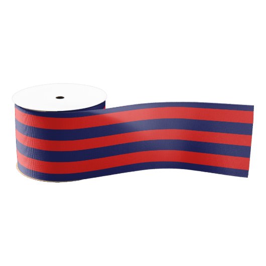 Striped (Navy Blue & Red) Grosgrain Lint (Spoel)