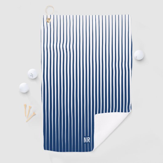 Striped Navy Blue & White Modern Abstract Aangepas Golfhanddoek (Insitu)