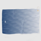 Striped Navy Blue & White Modern Abstract Aangepas Golfhanddoek (Horizontaal)