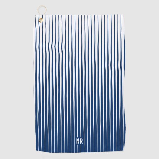 Striped Navy Blue & White Modern Abstract Aangepas Golfhanddoek (Voorkant)