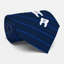 Striped Navy Dentistry Initialized Teeth Stropdas