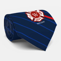Striped Navy Fire Rescue Maltese Cross Monogram