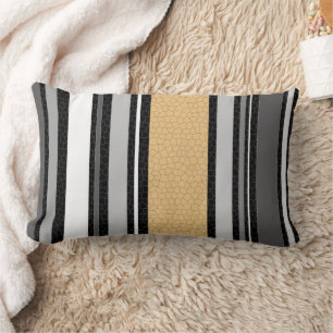 Striped Neutral Black White Grey Pattern Tan Kussen