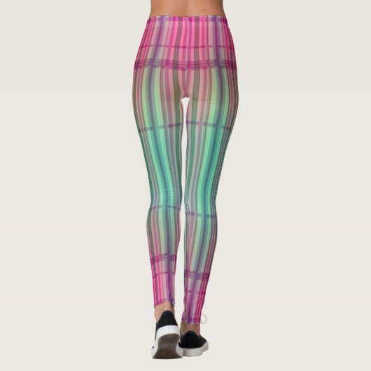 Striped New Tartan Aqua Pink Leggings (Achterkant)
