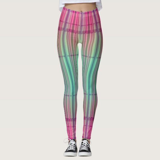 Striped New Tartan Aqua Pink Leggings (Voorkant)