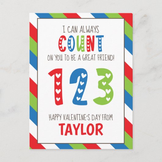 Striped Number Count - Valentijnse kaarten (Voorkant)