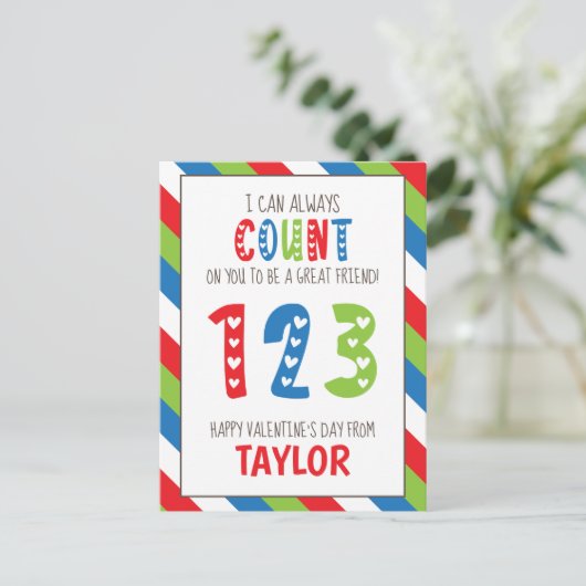 Striped Number Count - Valentijnse kaarten (Staand voorkant)