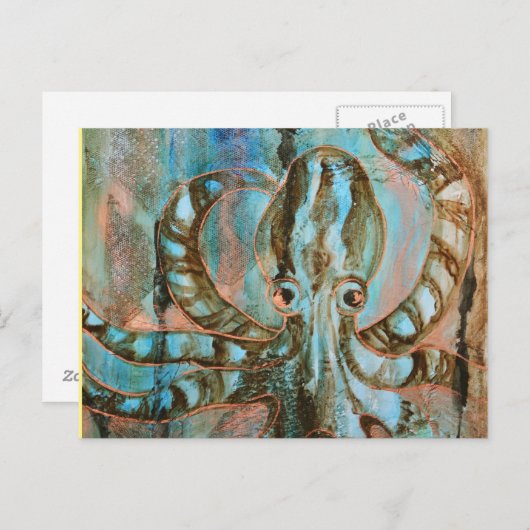 Striped Octopus Zee Created Art Briefkaart (Voorkant / Achterkant)
