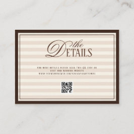 Striped Old Money Wedding QR code Details Informatiekaartje