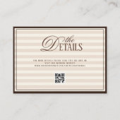 Striped Old Money Wedding QR code Details Informatiekaartje (Voorkant)