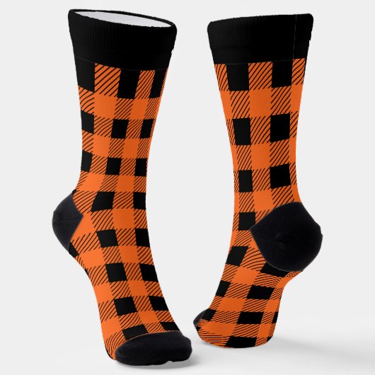 Striped Orange and Black Halloween Sokken (Gebogen)