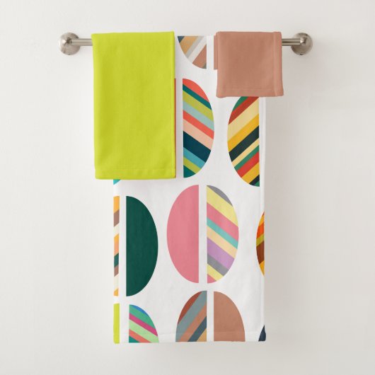 Striped Oval Halves Bath Towel Set Bad Handdoek (Insitu)