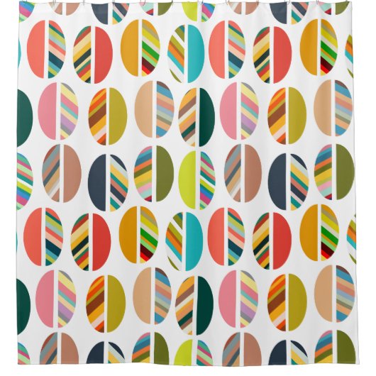 Striped Oval Halves Douchegordijn (Voorkant)