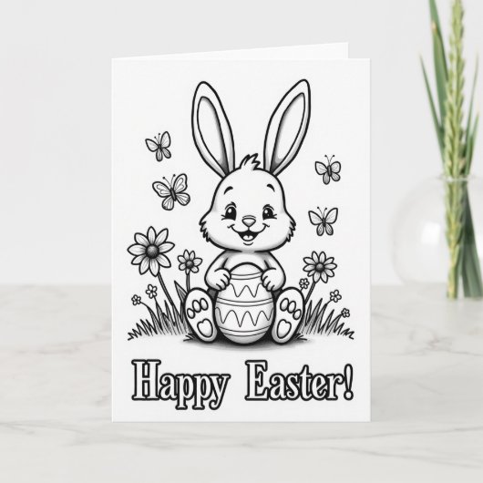 Striped Ovoid Bunny Joy Card Kaart (Voorkant)