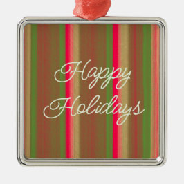 Striped Painting Happy Holidays Metalen Ornament
