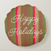 Striped Painting Happy Holidays Rond Kussen (Achterkant)