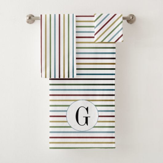 Striped patroon en monogram badhanddoekset bad handdoek (Insitu)