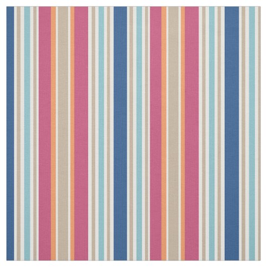 Striped Pattern Fabric | Tan roze blauwe strepen Stof (Swatch)