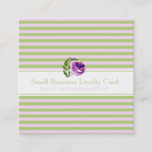 Striped Pattern Roos Business Loyalty Punch Kaart Afsprakenkaartje (Voorkant)