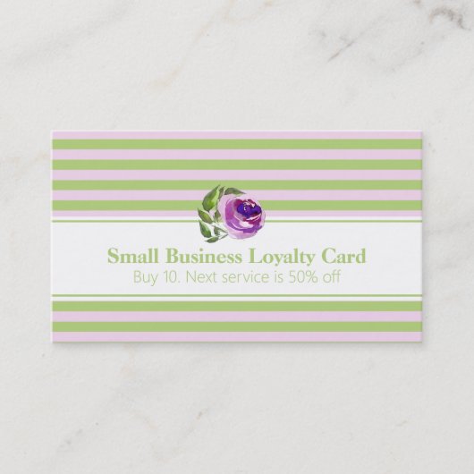 Striped Pattern Roos Business Loyalty Punch Kaart Afsprakenkaartje (Voorkant)