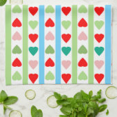 Striped pattern with hearts for Valentine's day Theedoek (Gevouwen)