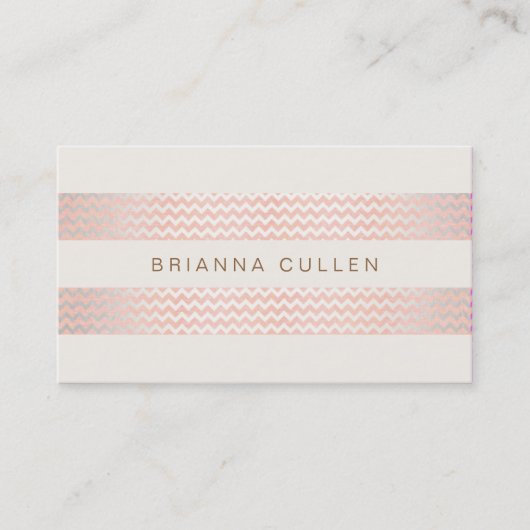 Striped Peach roze Trendy Chevron Elegant Chic Visitekaartje (Voorkant)